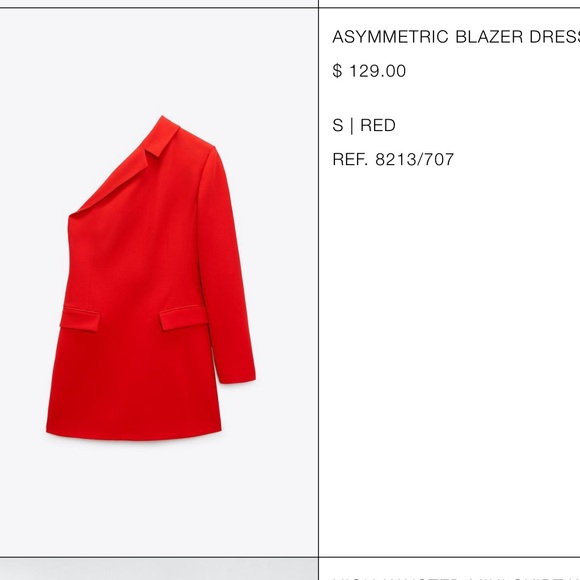 Zara, Red Asymmetric, XS - Picture 4 of 6